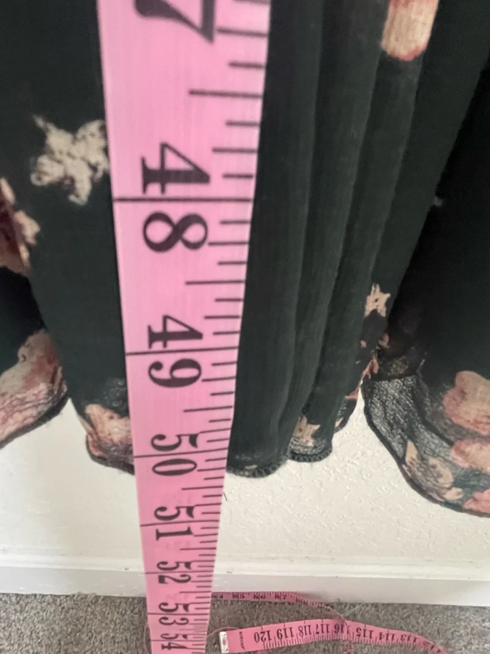 Free People Black Pink Floral Maxi Dress Sheer Long Sleeve Tiered Boho Sz Small - Picture 9 of 16